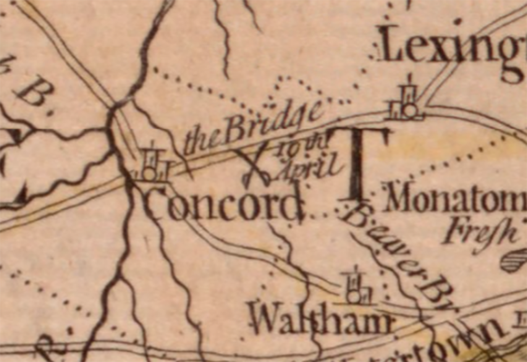 Zoom in of map showing The Bridge 19th of April