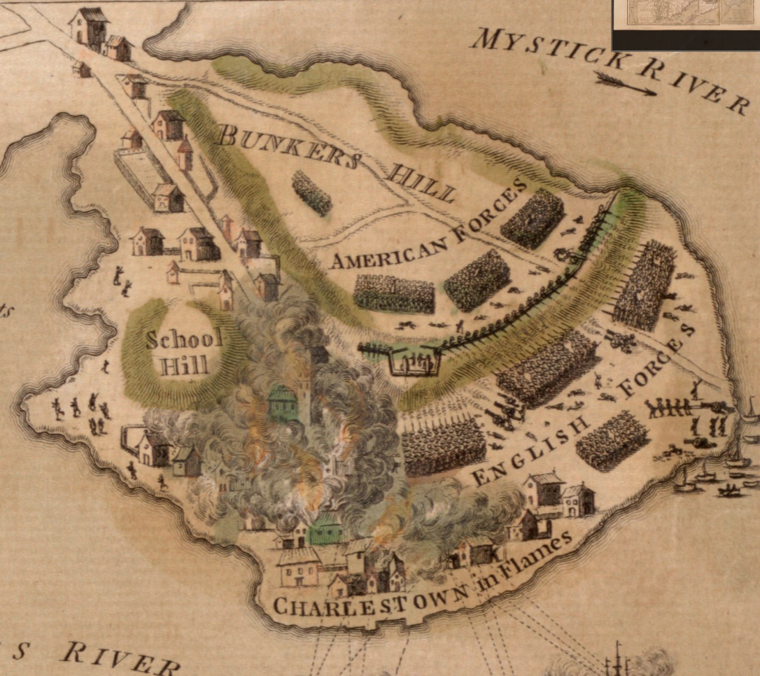 Zoom in of map showing Bunkers Hill